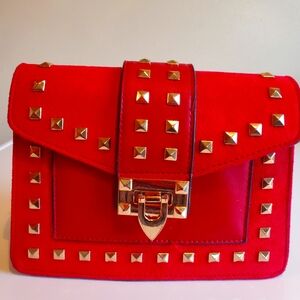 Red & Gold Studded Cross Bag Purse!!!!